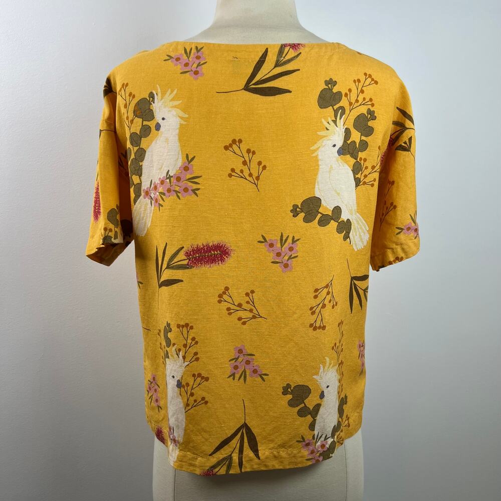 Princess Highway Womens Top Parrot Floral Novelty Print Boxy Short Sleeve Size 6 - Picture 8 of 14